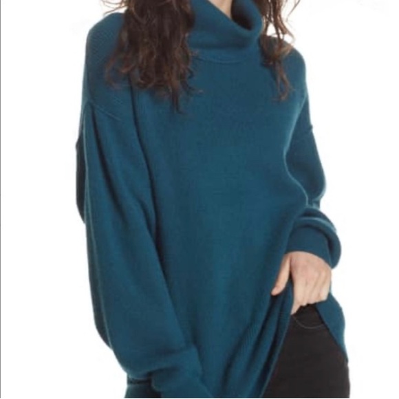 Free People Softly Structured Knit Tunic Sweater Oversized In Deep Jade Size M - Picture 2 of 8
